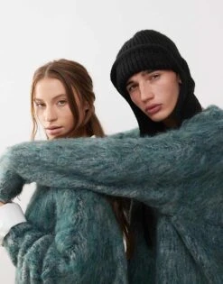 Reclaimed Vintage Unisex Oversized Mega Fluffy Jumper For Unisex Green -Fit Outfits Store 206474717 3