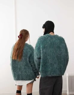 Reclaimed Vintage Unisex Oversized Mega Fluffy Jumper For Unisex Green -Fit Outfits Store 206474717 4