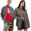 Reclaimed Vintage Revived X Glass Onion Unisex Spliced Check Shirt For Unisex Multi