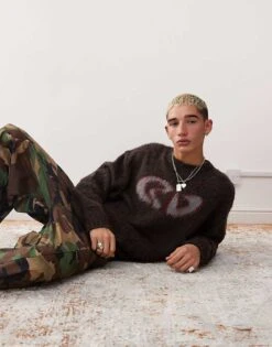 Reclaimed Vintage Jumper With Logo In Black For Men -Fit Outfits Store 206495403 1 black 1