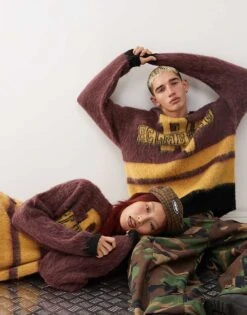 Reclaimed Vintage Unisex Varsity Logo Jumper In Brown For Unisex Multi -Fit Outfits Store 206495421 1 multi 1