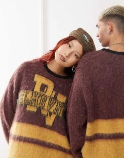 Reclaimed Vintage Unisex Varsity Logo Jumper In Brown For Unisex Multi -Fit Outfits Store 206495421 4