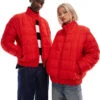 Reclaimed Vintage Unisex Zip Through Puffer Jacket In Red For Unisex -Fit Outfits Store 206553930 1 red