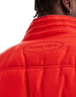 Reclaimed Vintage Unisex Zip Through Puffer Jacket In Red For Unisex -Fit Outfits Store 206553930 3