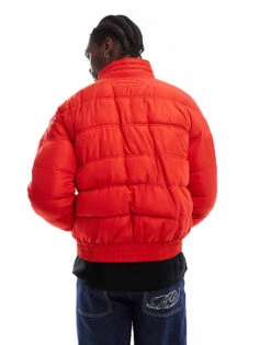 Reclaimed Vintage Unisex Zip Through Puffer Jacket In Red For Unisex -Fit Outfits Store 206553930 4