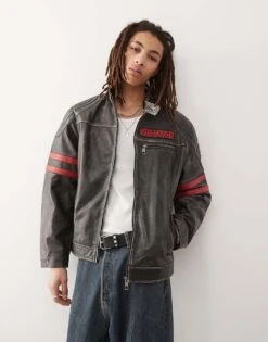 Reclaimed Vintage Real Leather Motor Jacket For Men Black -Fit Outfits Store 206553939 1 black 1