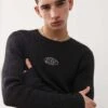 Reclaimed Vintage Ribbed Knit Top With Spray And Badge Logo In Black For Men