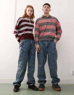 Reclaimed Vintage Unisex Loose Fit Motocross Jean In Mid Blue Wash For Unisex -Fit Outfits Store 206647293 1 midbluewash 1