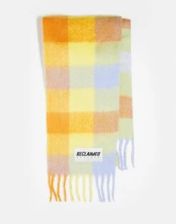 Reclaimed Vintage Unisex Oversized Scarf In Multi Check For Unisex