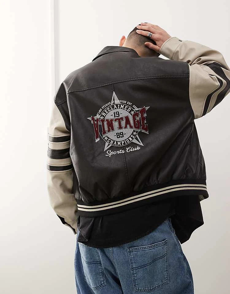 Reclaimed Vintage Varsity Bomber Jacket In Mono For Men 3 Reclaimed Vintage Varsity Bomber Jacket In Mono For Men