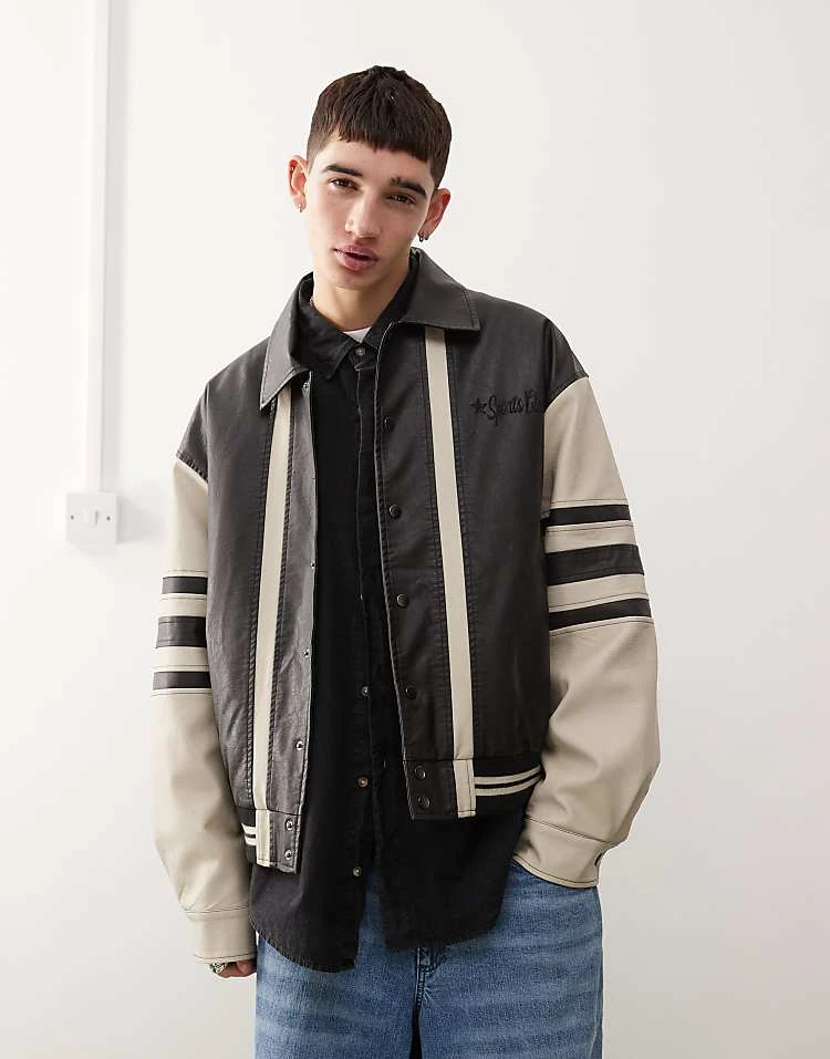 Reclaimed Vintage Varsity Bomber Jacket In Mono For Men 4 Reclaimed Vintage Varsity Bomber Jacket In Mono For Men - Image 2