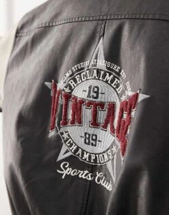 Reclaimed Vintage Varsity Bomber Jacket In Mono For Men 9 Reclaimed Vintage Varsity Bomber Jacket In Mono For Men -Fit Outfits Store 206656102 3