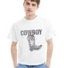 Reclaimed Vintage Oversized Cowboy Cropped Boxy T-shirt In White For Men -Fit Outfits Store 206666506 1 white