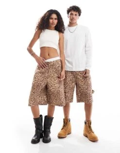Reclaimed Vintage Unisex Western Leopard Print Longer Length Jorts For Unisex -Fit Outfits Store 206698406 1 leopard 1