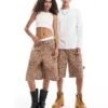 Reclaimed Vintage Unisex Western Leopard Print Longer Length Jorts For Unisex -Fit Outfits Store 206698406 1 leopard