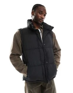 Reclaimed Vintage Puffer Gilet In Black For Men