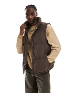 Reclaimed Vintage Puffer Gilet In Brown For Men -Fit Outfits Store 206702523 1 brown 1