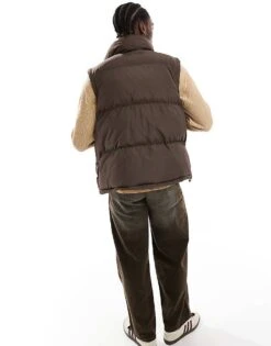 Reclaimed Vintage Puffer Gilet In Brown For Men -Fit Outfits Store 206702523 4