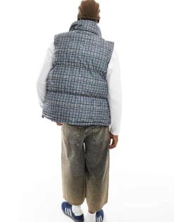 Reclaimed Vintage Puffer Gilet In Check Print For Men -Fit Outfits Store 206702560 4