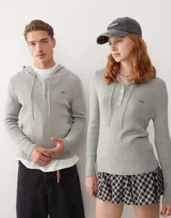 Reclaimed Vintage Unisex Knit Hooded Top In Grey For Unisex -Fit Outfits Store 206723028 1 grey 1