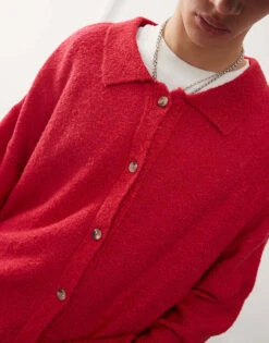 Reclaimed Vintage Polo Cardigan In Red For Men -Fit Outfits Store 206723054 3