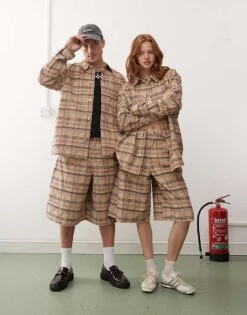 Reclaimed Vintage Unisex Check Cord Co-ord -Fit Outfits Store 206746896 1 brown 1