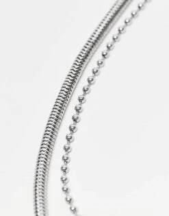 Reclaimed Vintage Unisex 2 Row Necklace With Silver Chain For Unisex -Fit Outfits Store 206749535 4