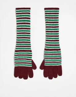 Reclaimed Vintage Unisex Gloves In Burgundy And Green Stripe For Unisex Multi -Fit Outfits Store 206749549 1 multi 1