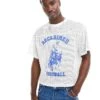 Reclaimed Vintage Cropped Boxy T Shirt In Airtex With Cowboy Football Graphic In White For Men