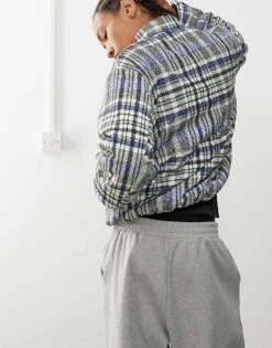 Reclaimed Vintage Puffer Check Coat In Check For Unisex Multi -Fit Outfits Store 206797678 4