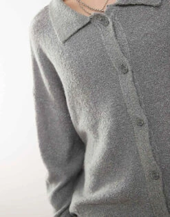 Reclaimed Vintage Polo Cardigan In Charcoal For Men Charocal -Fit Outfits Store 206804435 4