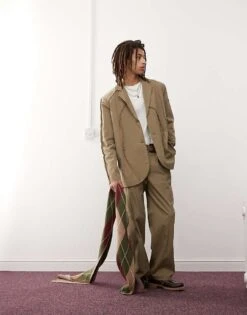 Reclaimed Vintage Frayed Suit In Beige -Fit Outfits Store 206816139 1 stone