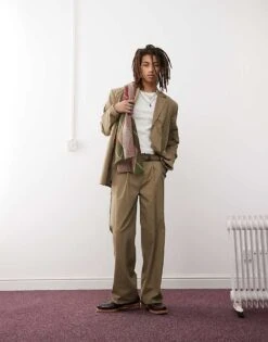 Reclaimed Vintage Frayed Suit In Beige