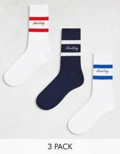 Reclaimed Vintage Unisex Sporty Socks 3 Pack In Multi Stripe For Unisex