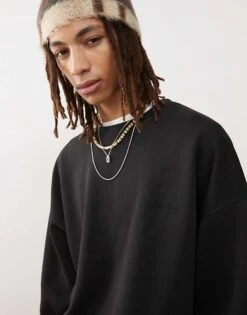 Reclaimed Vintage Unisex Oversized Boxy Sweatshirt In Black For Unisex -Fit Outfits Store 206862076 3