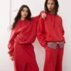 Reclaimed Vintage Unisex Oversized Boxy Sweat Co-ord In Red