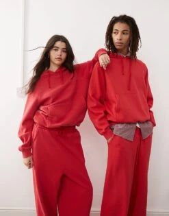 Reclaimed Vintage Unisex Oversized Boxy Sweat Co-ord In Red