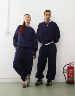 Reclaimed Vintage Unisex Relaxed Joggers In Navy For Unisex