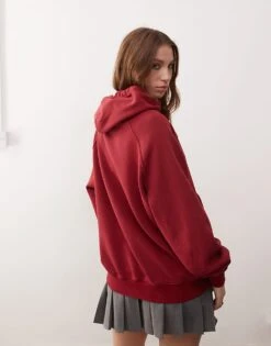 Reclaimed Vintage Unisex Oversized Boxy Cropped Hoodie In Burgundy For Unisex -Fit Outfits Store 206862150 4