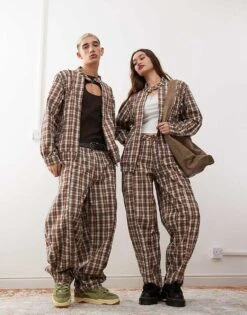 Reclaimed Vintage Unisex Check Print Co-ord