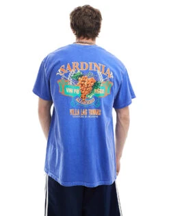 Reclaimed Vintage Unisex Oversized T-shirt With Sardinia Back Print In Blue For Unisex -Fit Outfits Store 206991858 2