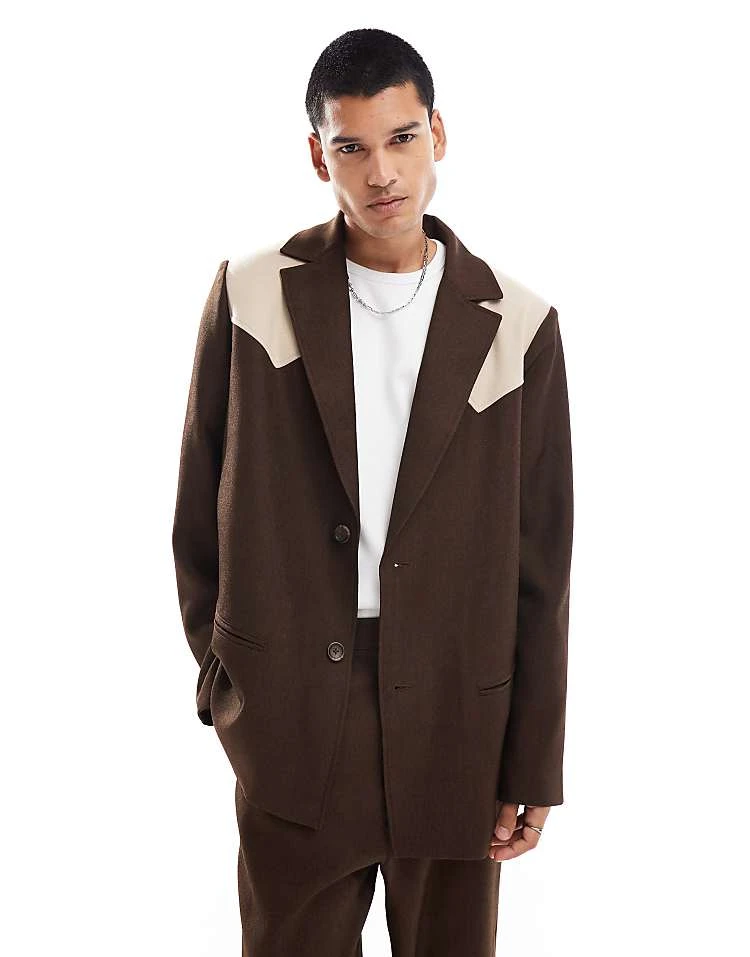 Reclaimed Vintage Western Suit Co-ord In Patchwork Brown 4 Reclaimed Vintage Western Suit Co-ord In Patchwork Brown - Image 2