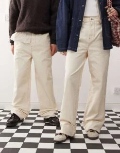 Reclaimed Vintage Unisex Western Baggy Dad Jean In Ecru For Unisex