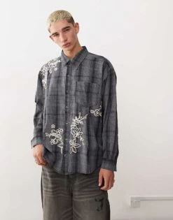 Reclaimed Vintage Oversized Check Shirt With Embroidery For Men Multi -Fit Outfits Store 207058864 1 multi 1