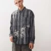 Reclaimed Vintage Oversized Check Shirt With Embroidery For Men Multi