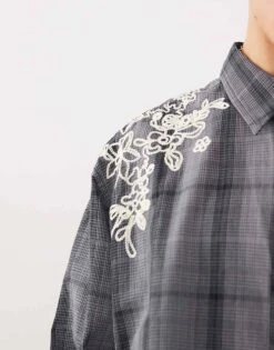 Reclaimed Vintage Oversized Check Shirt With Embroidery For Men Multi -Fit Outfits Store 207058864 4