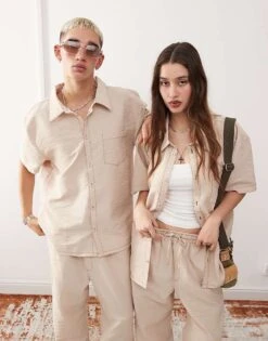 Reclaimed Vintage Unisex Co-ord With Contrast Stitch In Stone -Fit Outfits Store 207058882 1 stone