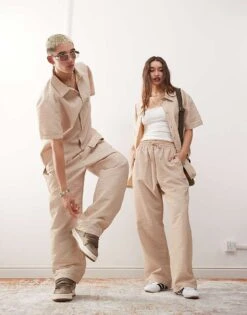 Reclaimed Vintage Unisex Co-ord With Contrast Stitch In Stone -Fit Outfits Store 207058883 1 stone 1
