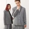 Reclaimed Vintage Unisex Oversized Patchwork Contrast Blazer For Unisex Multi
