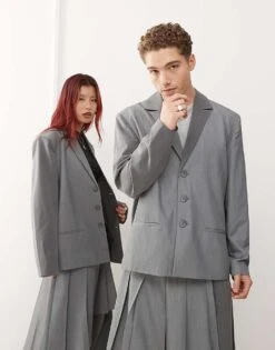 Reclaimed Vintage Unisex Oversized Patchwork Contrast Blazer For Unisex Multi